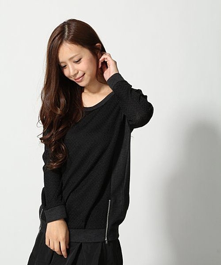 ジャガード裾ZIPプルオーバー