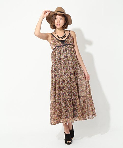 ヨウリュウ花柄マキシワンピース