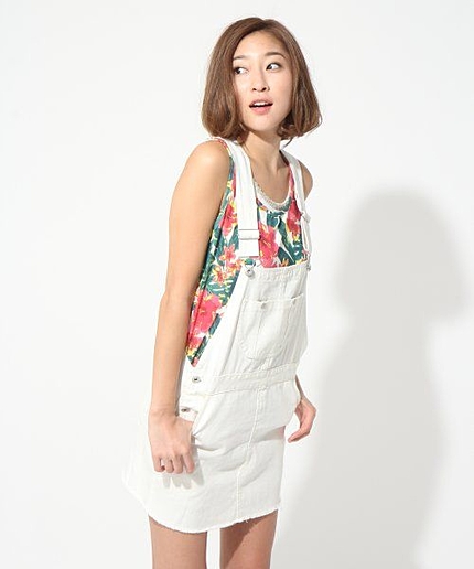 デニム/ミニサロペット