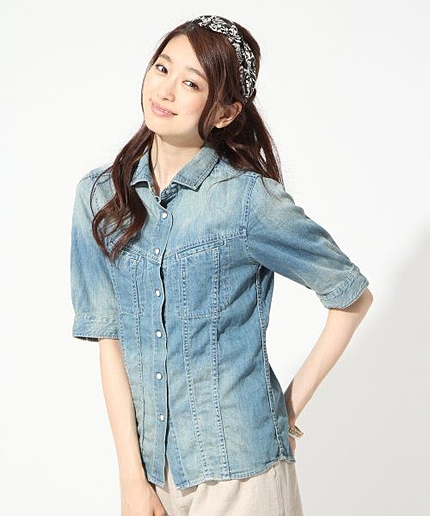 【Ladies】デニムシャツ5分袖