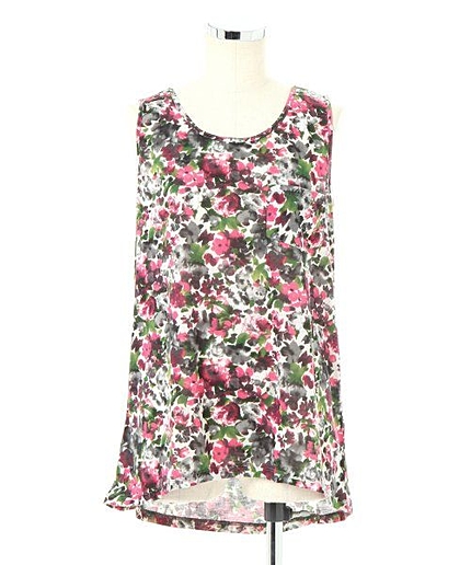 花柄イレギュラーヘムノースリーブ