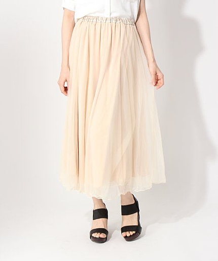 チュール×カットマキシスカート