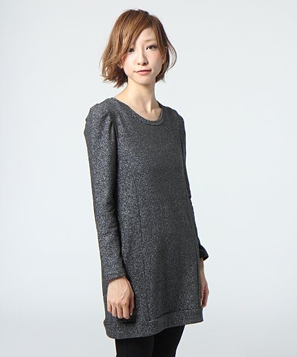 ラメ裏毛切替えチュニック