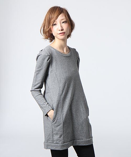 ラメ裏毛切替えチュニック