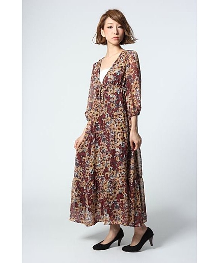 花柄マキシワンピース