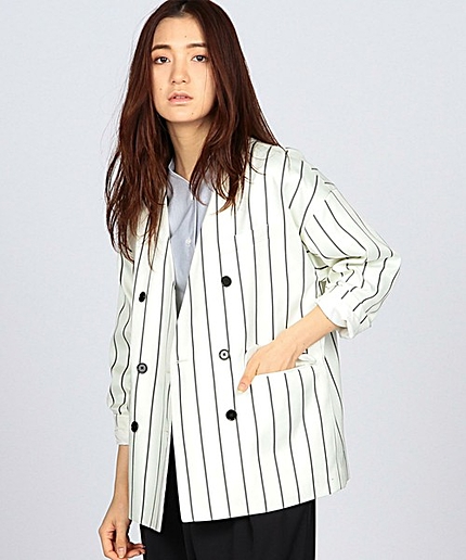 ENR サテンストレッチノーカラージャケット