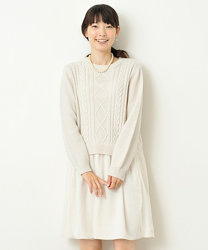 ［WEB限定ミエル］MIELLE KNIT キリカエ ワンピース