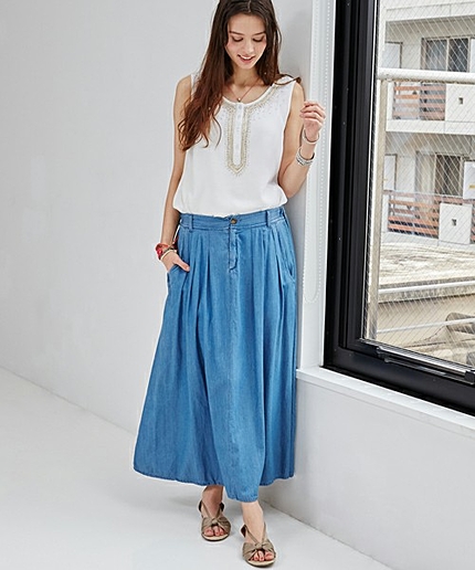 ［WEB限定］GC C/Rギャザー ロングスカート