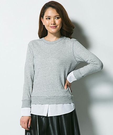 <CLASSYコラボ>シャツテールコンビスウェットカットソー