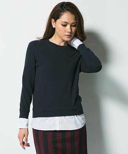 <CLASSYコラボ>シャツテールコンビスウェットカットソー