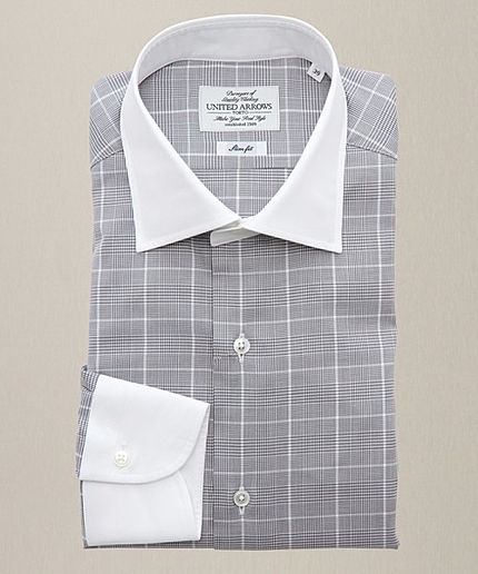 UAD グレンチェック　セミワイドカラークレリックシャツ