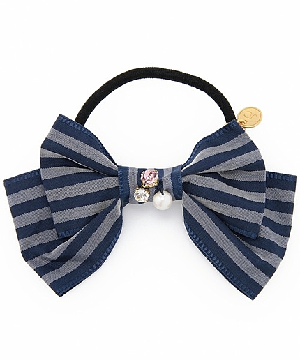 JC ビジュー付き リボン ヘアゴム