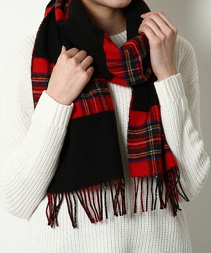 <Glen Prince(グレンプリンス)>チェックボーダーマフラー180*250