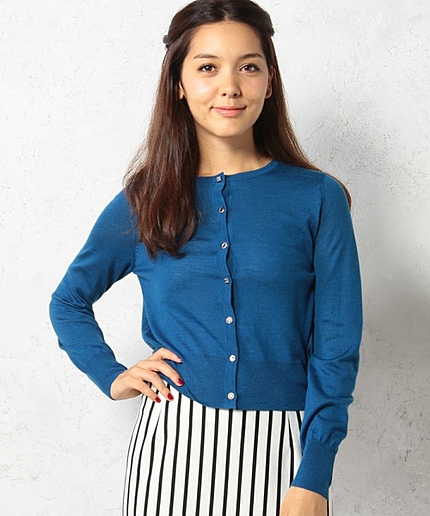 GO W/SI ビジューBTN C/N カーディガン