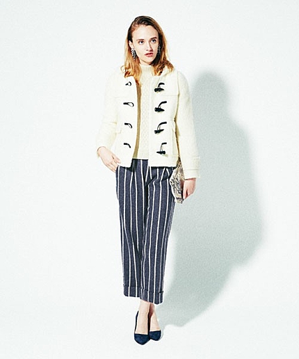 JCT W ストレッチ ストライプ ワイド パンツ / アンクル丈 / クロップド