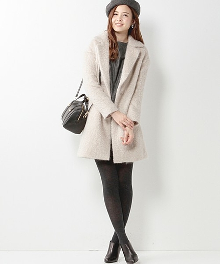 JCT Wモヘヤ シャギー テーラード コート