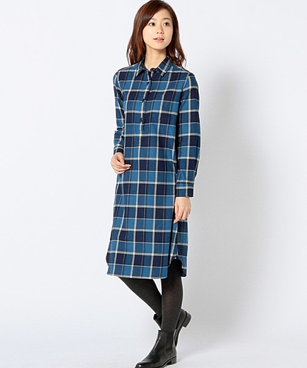 コットンネルチェックワンピース/ AE C VIYELLA CHK OP