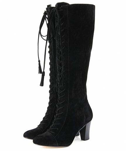 ボワソンショコラ/B レースアップロングブーツ75