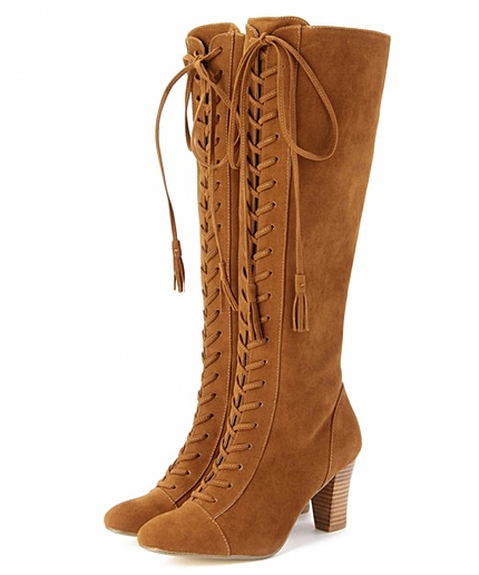 ボワソンショコラ/B レースアップロングブーツ75