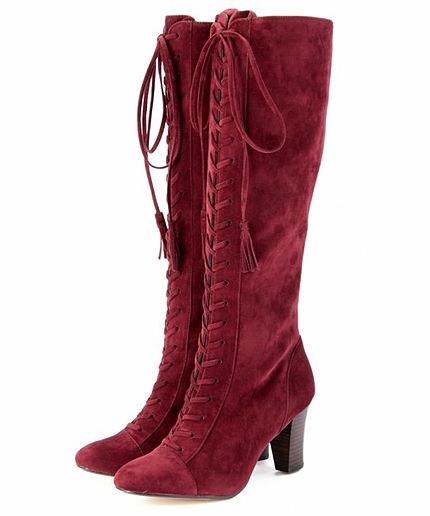 ボワソンショコラ/B レースアップロングブーツ75