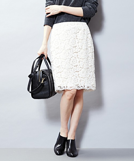 UAB N/C フラワーレース タイトスカート②§