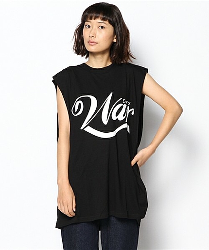 BYBC CHEAP MONDAY ロゴプリントノースリーブTEE/ブラック Ψ