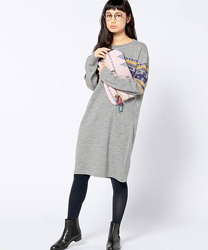 ニットジャカードワンピース/ AE KNIT JQ OP