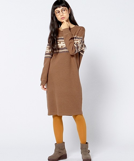 ニットジャカードワンピース/ AE KNIT JQ OP