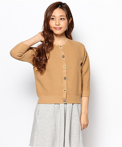 ＜TORRAZZO DONNA）＞ アソートビジュー凹凸カーディガン