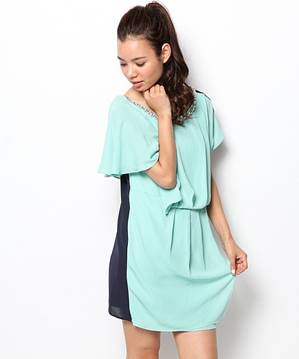 タックバイカラーワンピース