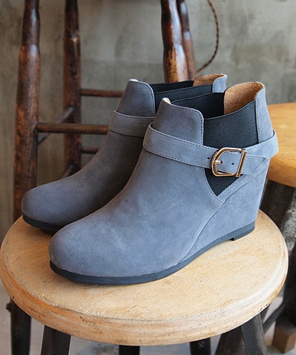 BYSF ∵サイドゴアベルトウェッジショートブーツ （bl） ◆◆◆