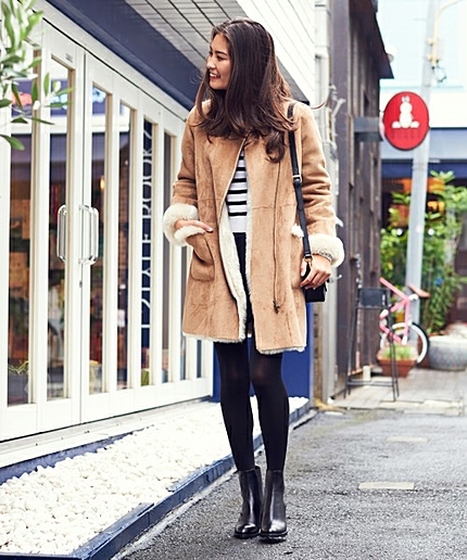 JC フェイクムートン　ノーカラー コート　+