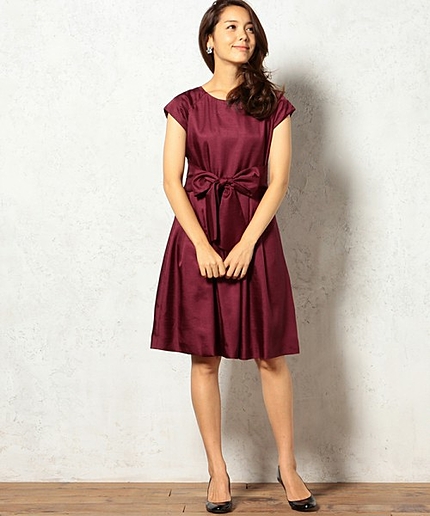 GB PE シャンタン W/リボン ワンピース ◇