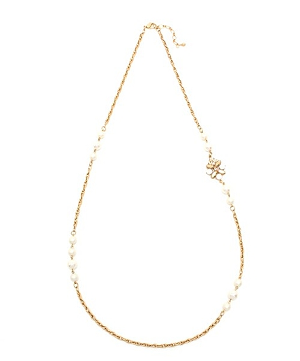 ビジューパーツ&パールモチーフ ロングネックレス