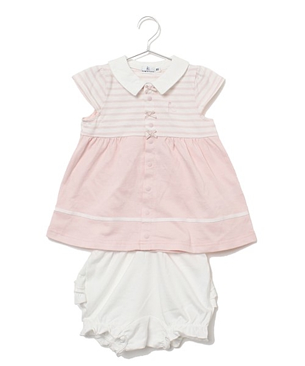 【BABY】４０／２天竺ボーダーボトム付きワンピース