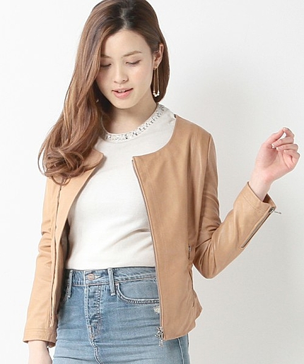 JC 15SS レザー ノーカラー ライダース / ジャケット / 革ジャン