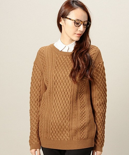 BYBC 5Gケーブル ビッグクルーネックニットプルオーバー