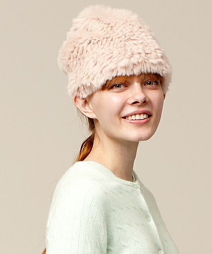 BYSF カラーラビットファーニットキャップ