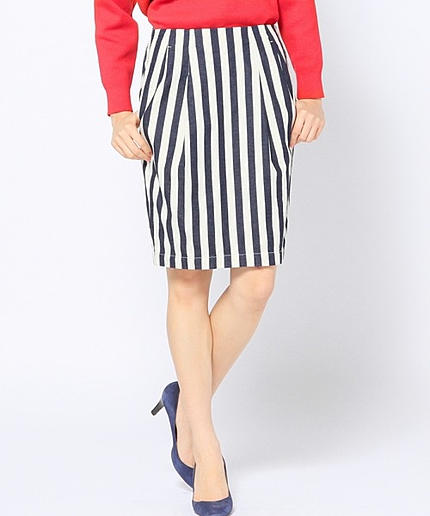 ストライプタックスカート/AEBC STRIPE TUCK  SK