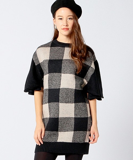VINCA TOKYO　チェックニットワンピース/◆VINCA/T CHK KNIT OP