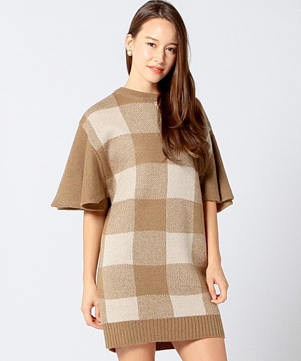 VINCA TOKYO　チェックニットワンピース/◆VINCA/T CHK KNIT OP