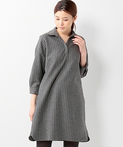 UAB W/P ストライプ シャツワンピース