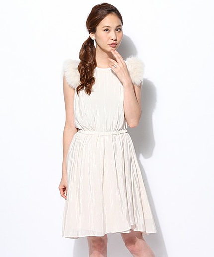 ショルダーFOXファーワンピース