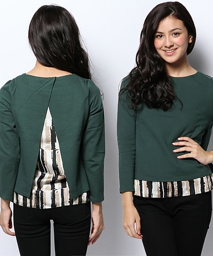 ＜closet story＞異素材切り替えバック プルオーバー