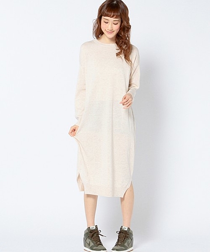 ロングニットワンピース/ AEBC LONG KNIT OP