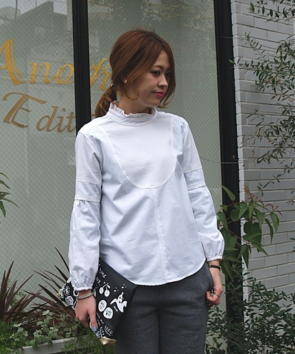 2クロス　フリルスタンドシャツ/AE BC 2クロス フリルスタンド SHT