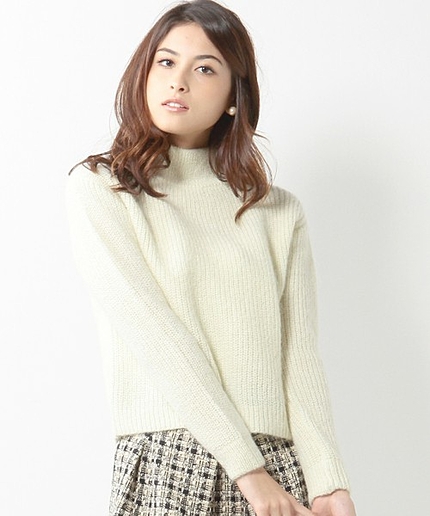 JCT モヘヤ　アルパカー ハイネック ショートプルオーバー