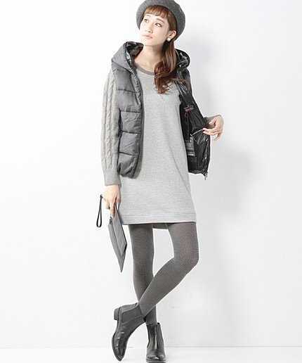 JCCI 裏毛/ケーブル袖 コンビワンピース