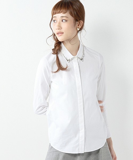 JCT C 襟ビジュー ヒヨク シャツ