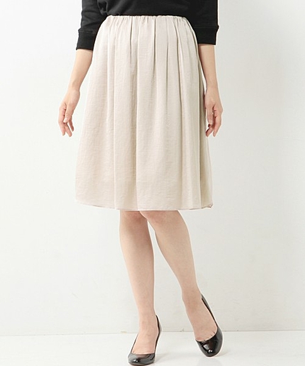 JOC C/PE ヴィンテージ サテン ウエストゴムスカート / ひざ丈 / ミディ丈